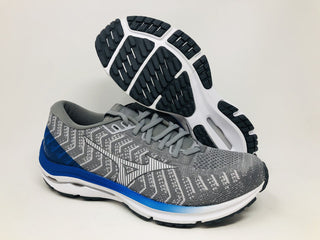 Mizuno Men's Wave Rider 24 Waveknit Running Shoe Frost Grey/White Size 7.5 D(M) Us