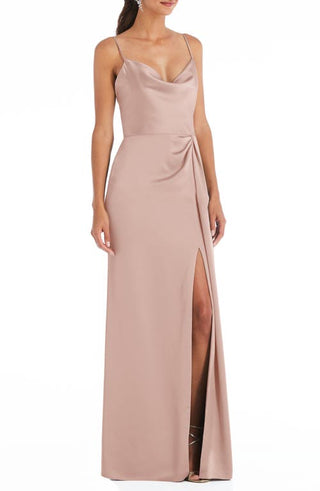 Dessy Collection Cowl Neck Evening Gown in Toasted Sugar at Nordstrom, Size 0