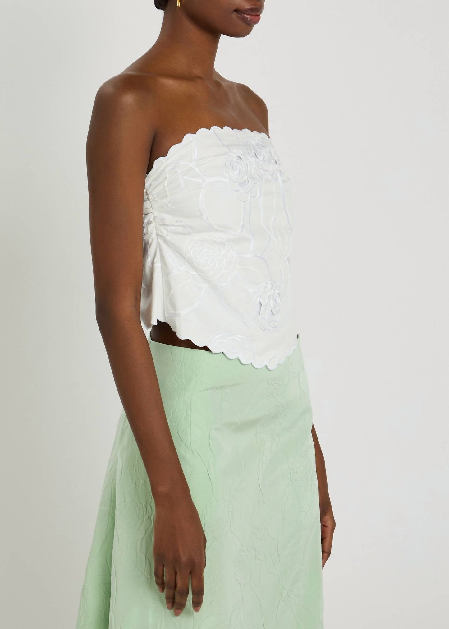 Bernadette - Bustier Petit Beurre Embroidered Cotton Top