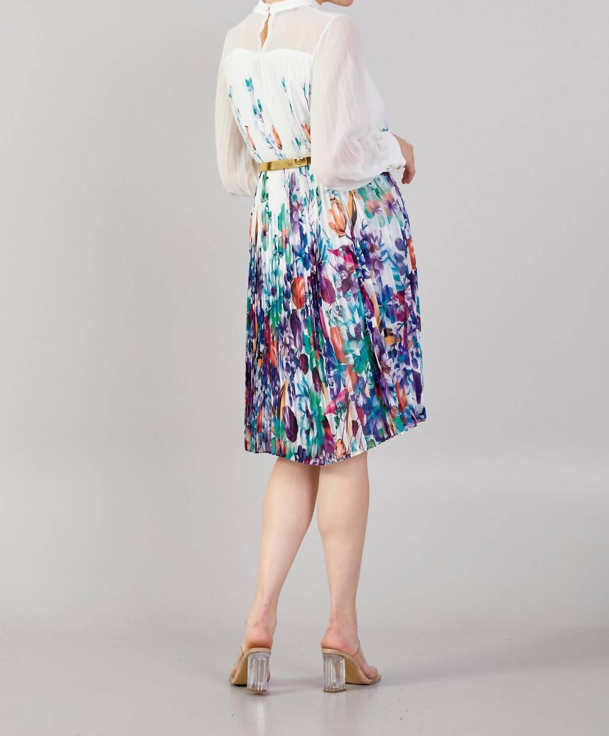 Zaalima Fashion - Long Sleeve Midi Chiffon Column Plus Size Casual Dress