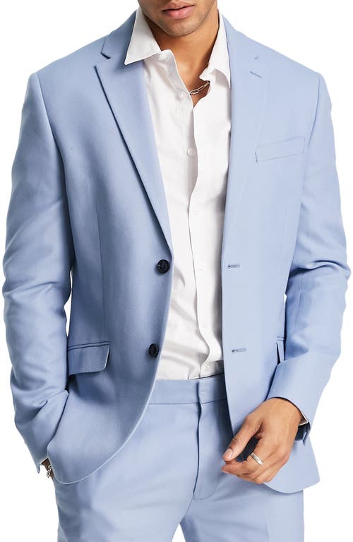 Topman Skinny Fit Textured Suit Jacket in Light Blue  Size 38