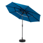 Aluminium 10ft 3 Tier Auto-tilt Outdoor Patio Umbrella - Dark Blue