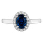10K White Gold 1/5 Cttw Round Diamond and Prong Set 7MM Created Blue Sapphire Halo Cocktail Ring (H-I Color, I1-I2 Clarity) - Size 7