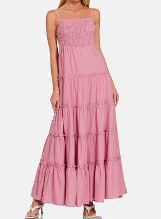 Zenana - Woven Smocked Tiered Cami Maxi Dress