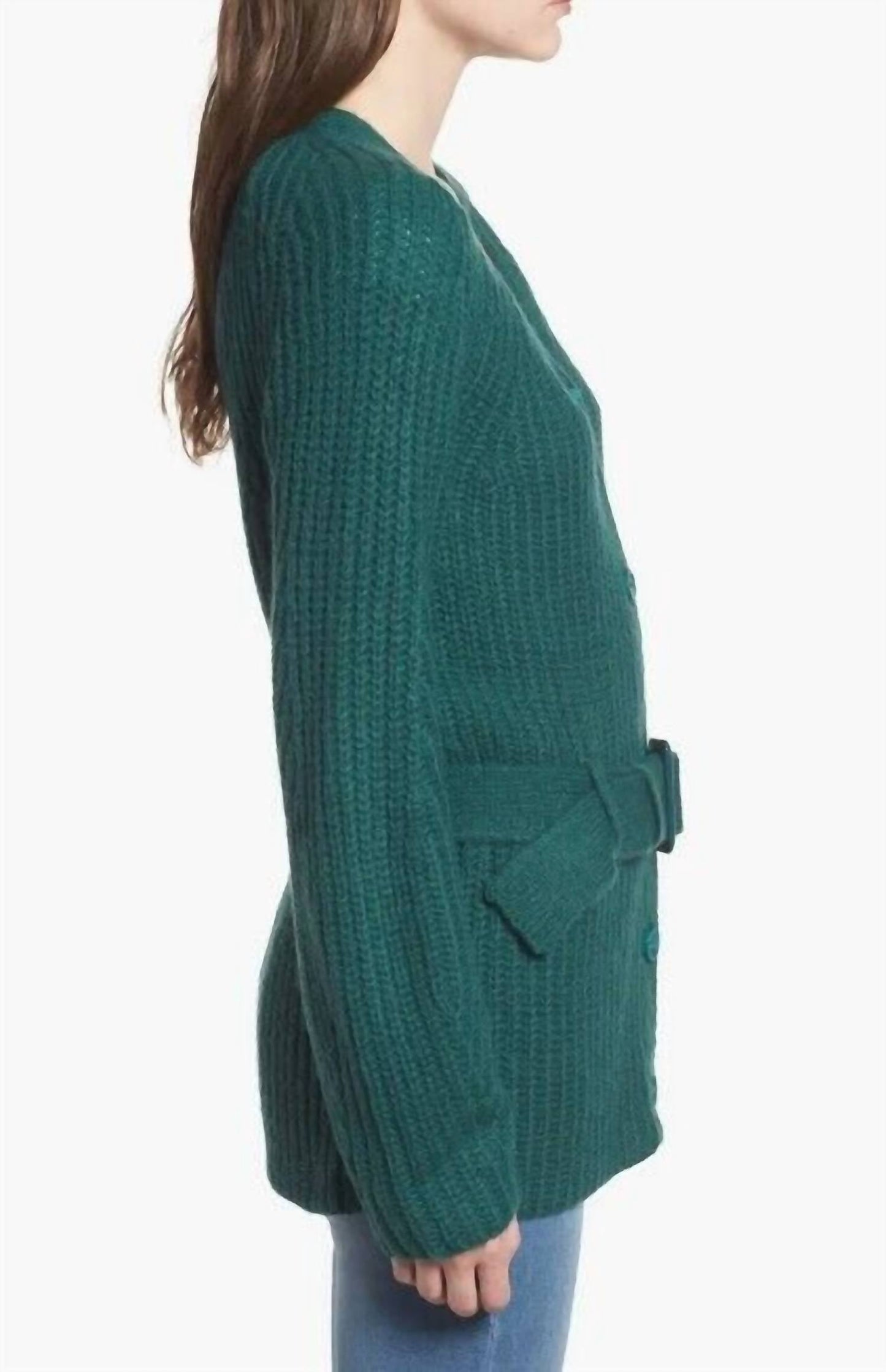 Leith - Belted Rib-Knit Ladies Cardigan