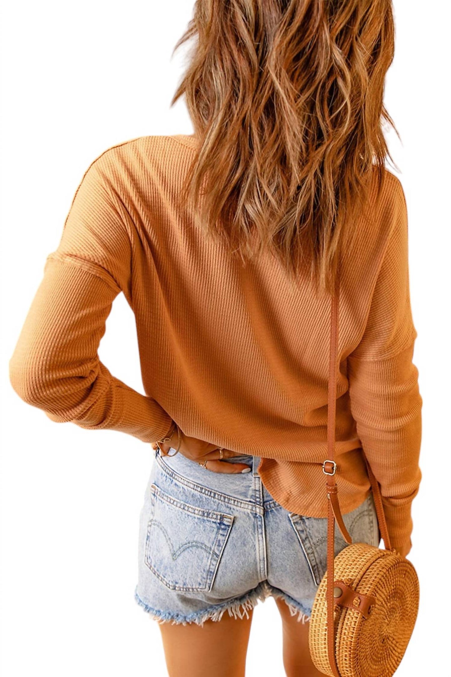 Double Take - Chic Drop Shoulder Half-Button Tee