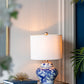 Blue and White Short Urn Ceramic Vase Lamp