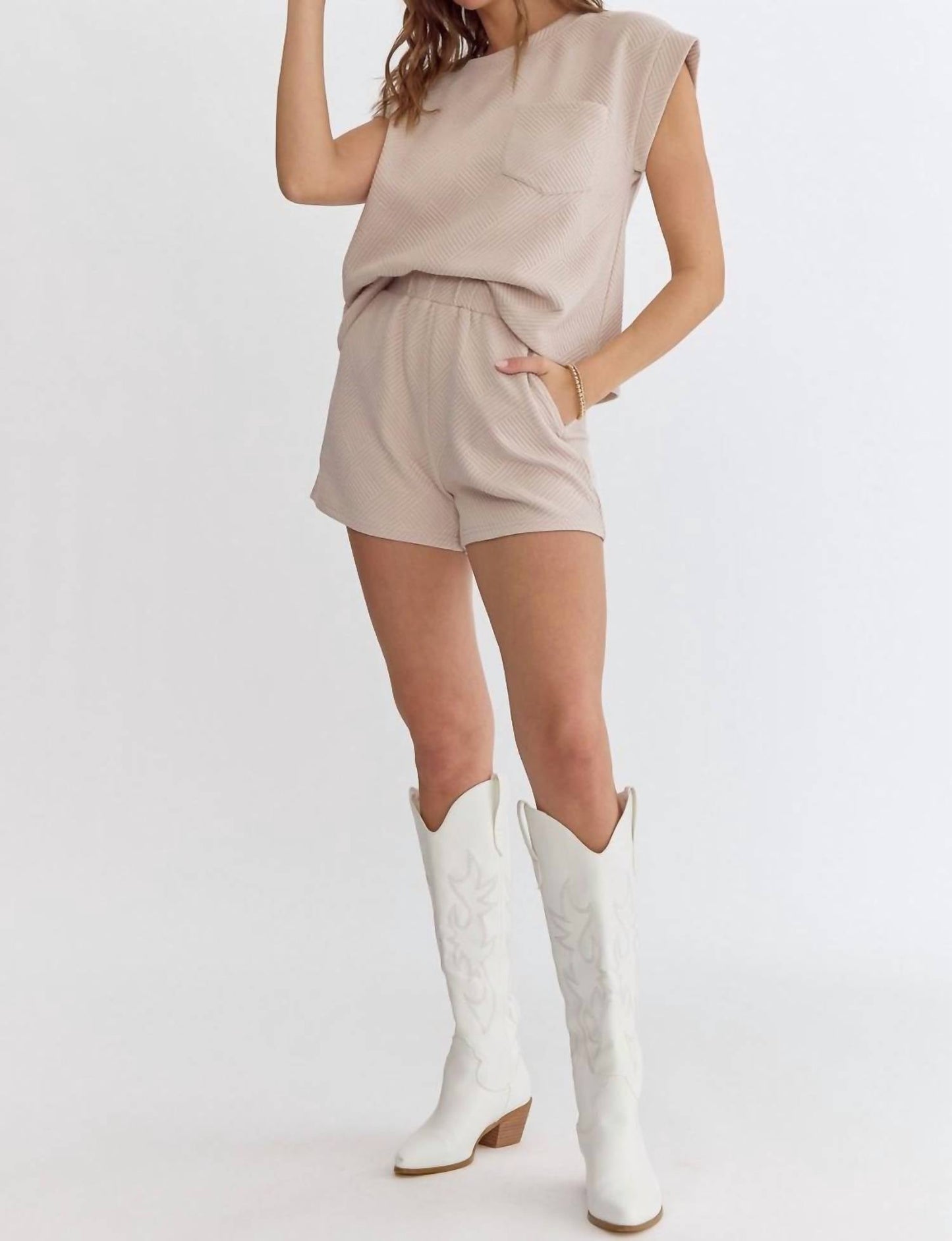 Entro - Short Sleeve Textured Short Set