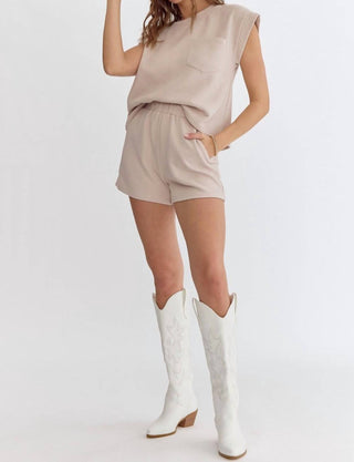 Entro - Short Sleeve Textured Short Set