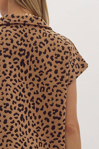 Entro - Animal Print Half Zip Top