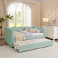 Cozy Gingham Daybed with Trundle Twin Size Sofa Bed No Box Spring Needed