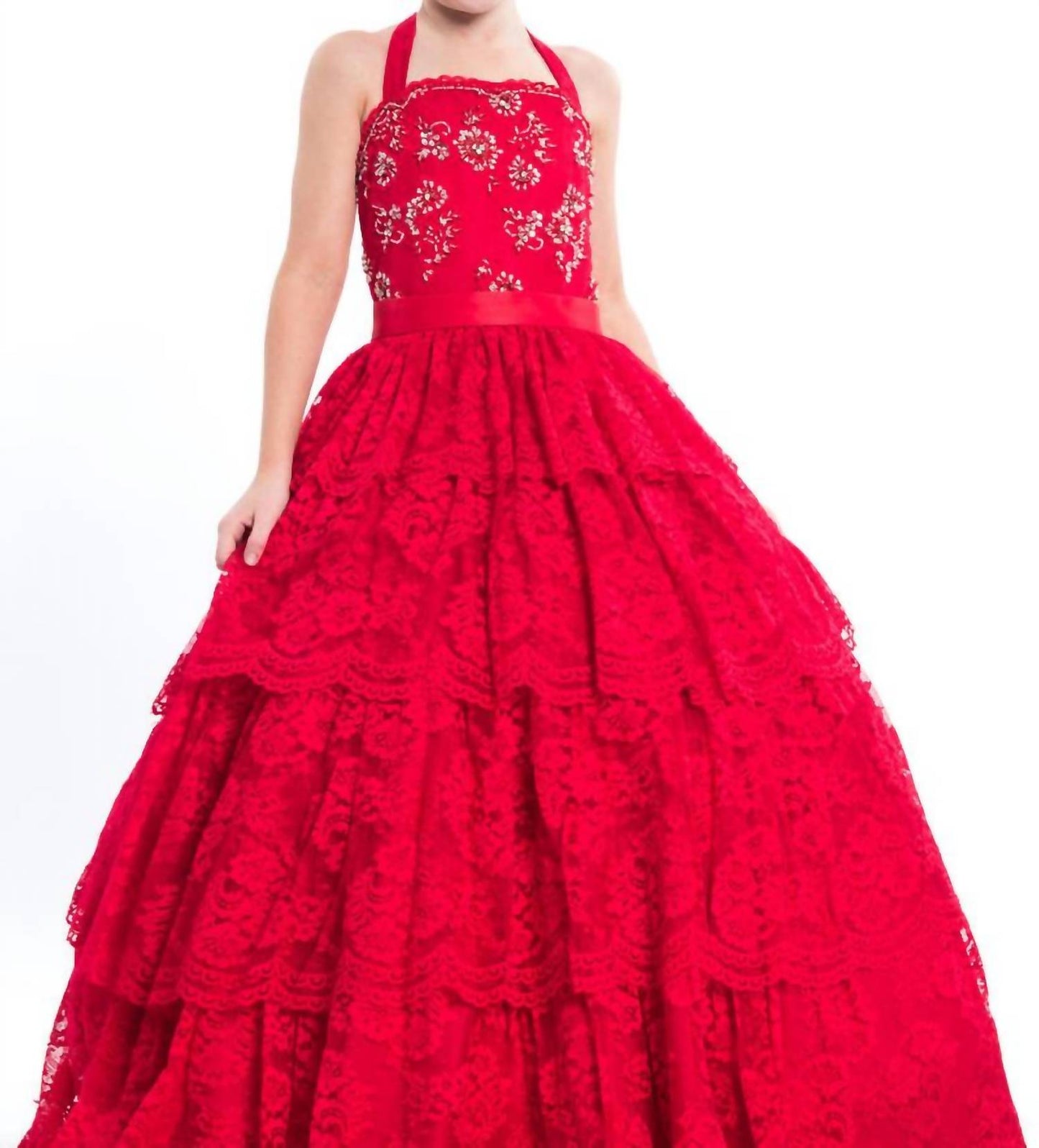 Rachel Allan - Lace Halterneck Pageant Ball Gown