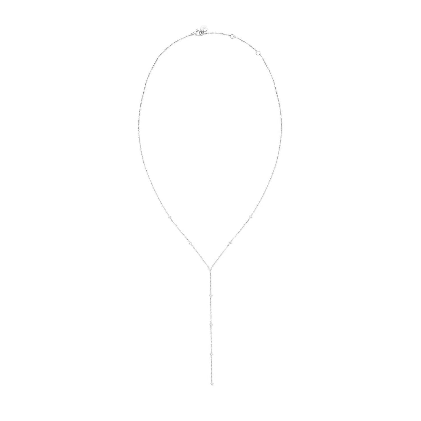 Eklexic - Women's Cz Studded Lariat Necklace