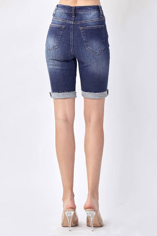 Risen - High-rise Button Fly Bermuda Shorts