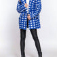 Active Usa - Double Breasted Check Print Boucle Fleece Coat