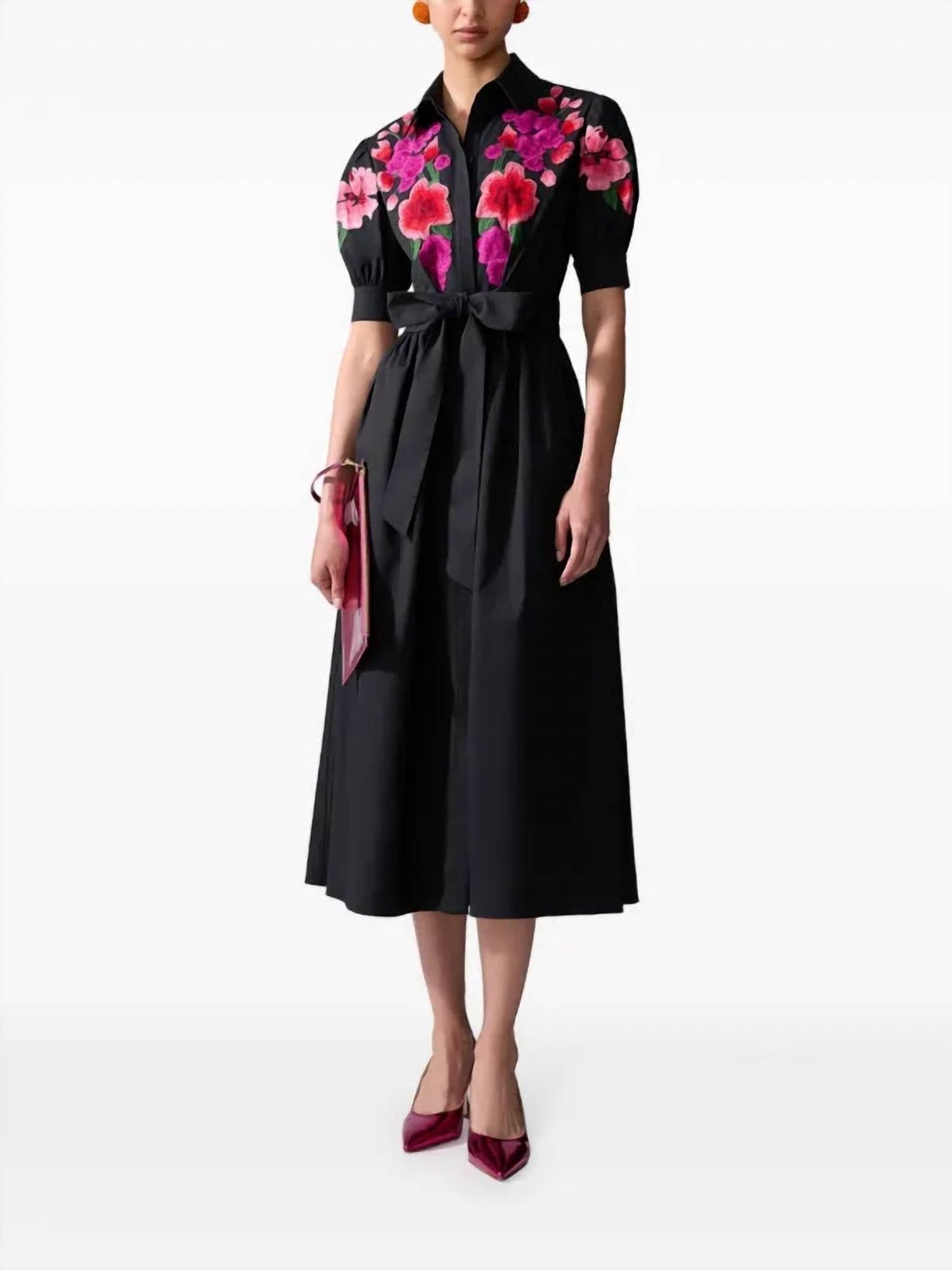 Carolina Herrera - Women's Floral Embroidered Shirt Dress