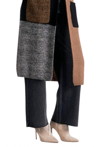 Elan - Long Colorblock Duster Sweater with Pockets
