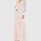 Mac Duggal - Beaded Lace Long Sleeve Wrap Over Gown