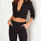 Venti6 - Solid Tie Front Cropped Blazer