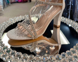 De Blossom Collection - Eden-15 Silver Strappy Rhinestone Heels