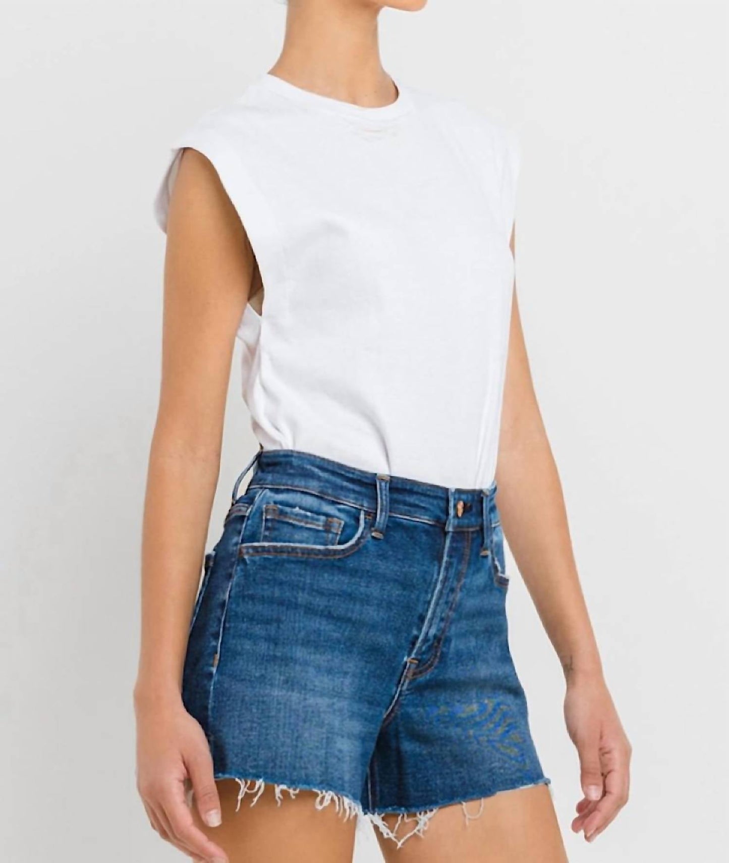 Vervet By Flying Monkey - High Rise Slit Raw Hem A-line Short