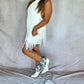 Fore - Fringe Low Back Halter Dress