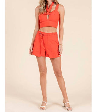 Baby Pink - Women's Keyhole Top And Shorts Set