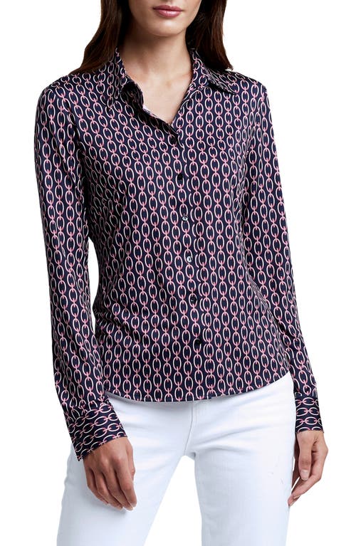 LAGENCE Harmony Chain Print Blouse Dark Dusty Tone Chain Size X Small