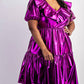 The Curve La - Plus Size Faux Leather Tiered Puff Sleeve Short Dress
