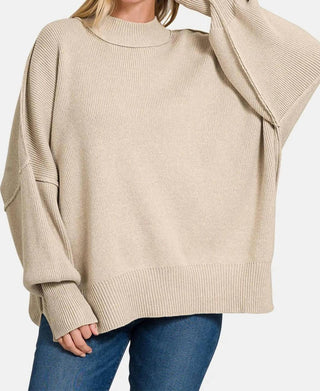 Trendsi - Zenana Side Sit Oversize Sweater
