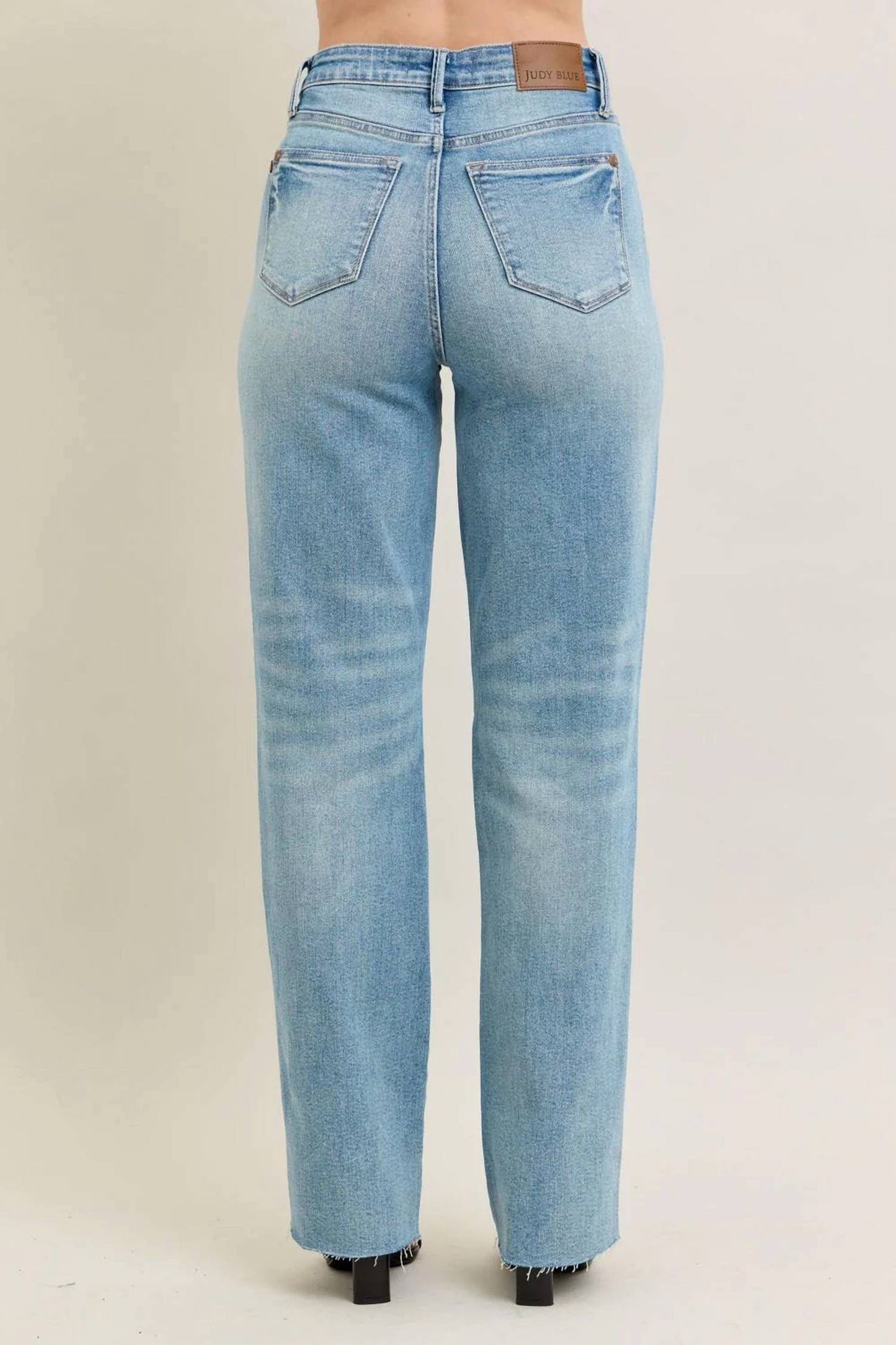 Judy Blue - High Waist Rigid Magic Star Shaped Destroy 90's Straight Leg Jeans