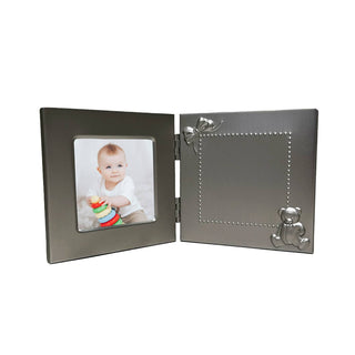 Creative Gifts International - Hinged Baby Frame with Teddy Bear Design - 3" x 3" Photo