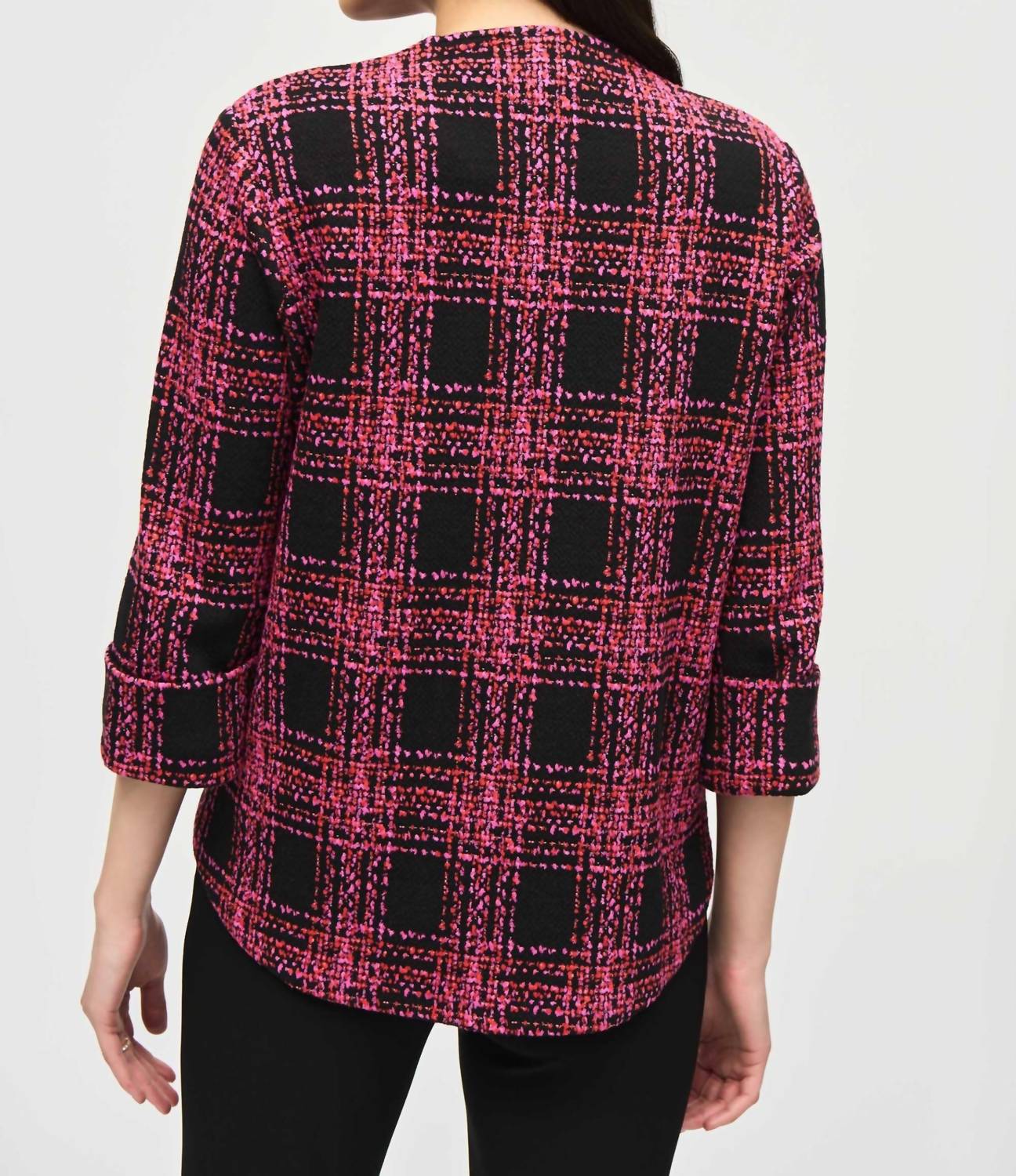 Joseph Ribkoff - Plaid 3/4 Sleeve Swing Jacket