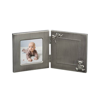 Creative Gifts International - Hinged Baby Frame with Teddy Bear Design - 3" x 3" Photo