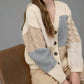 Blu Pepper - V Neck Patchwork Cardigan