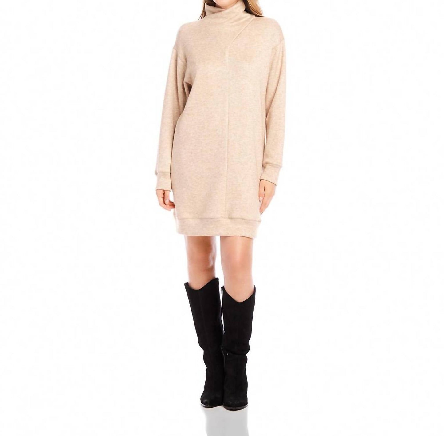 Karen Kane - Faux Wrap Turtleneck Dress