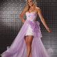 Mac Duggal - Sequined Bustier With Lace Skirt Gown