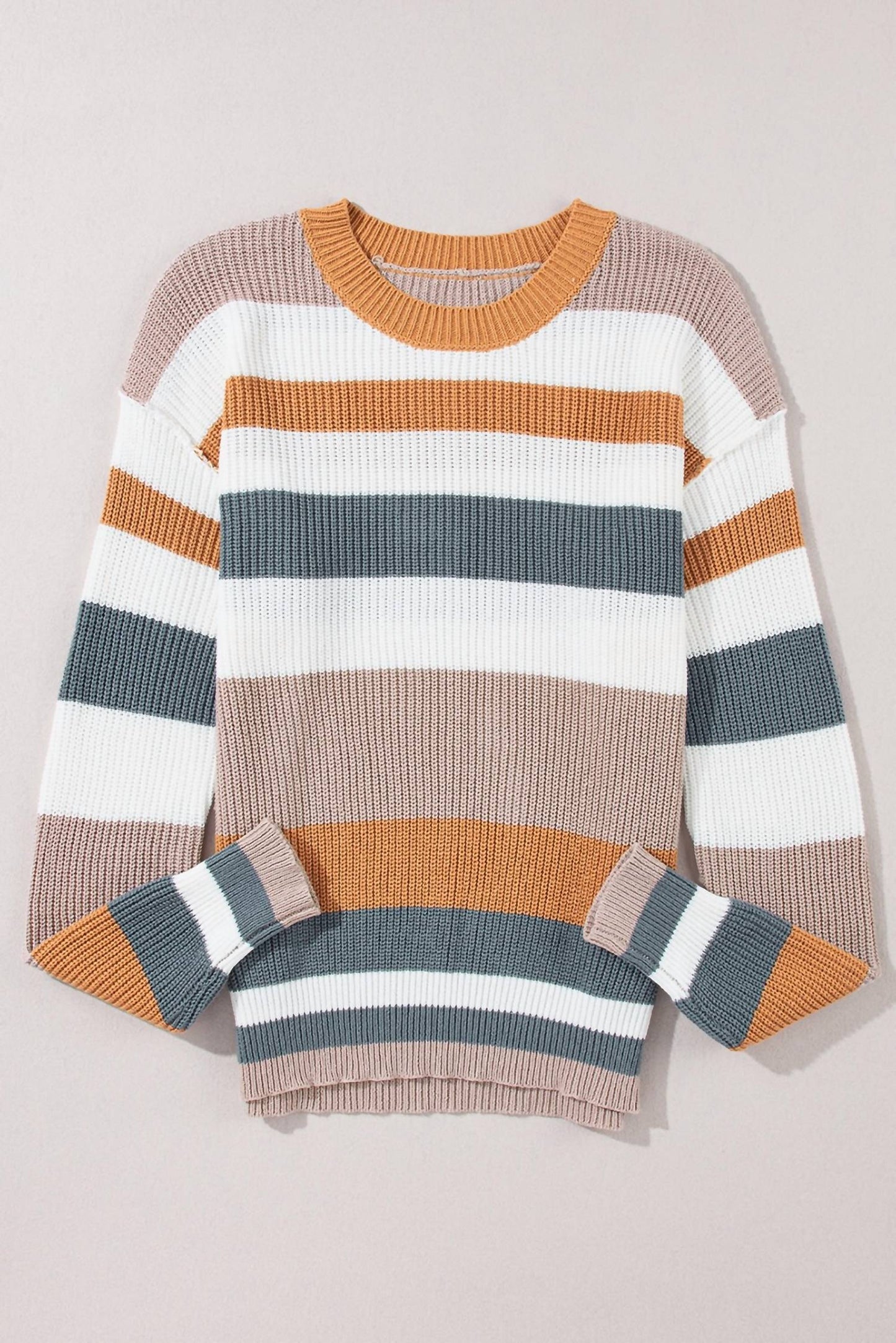 Dear Lover - Round Neck Colorblock Knit Sweater