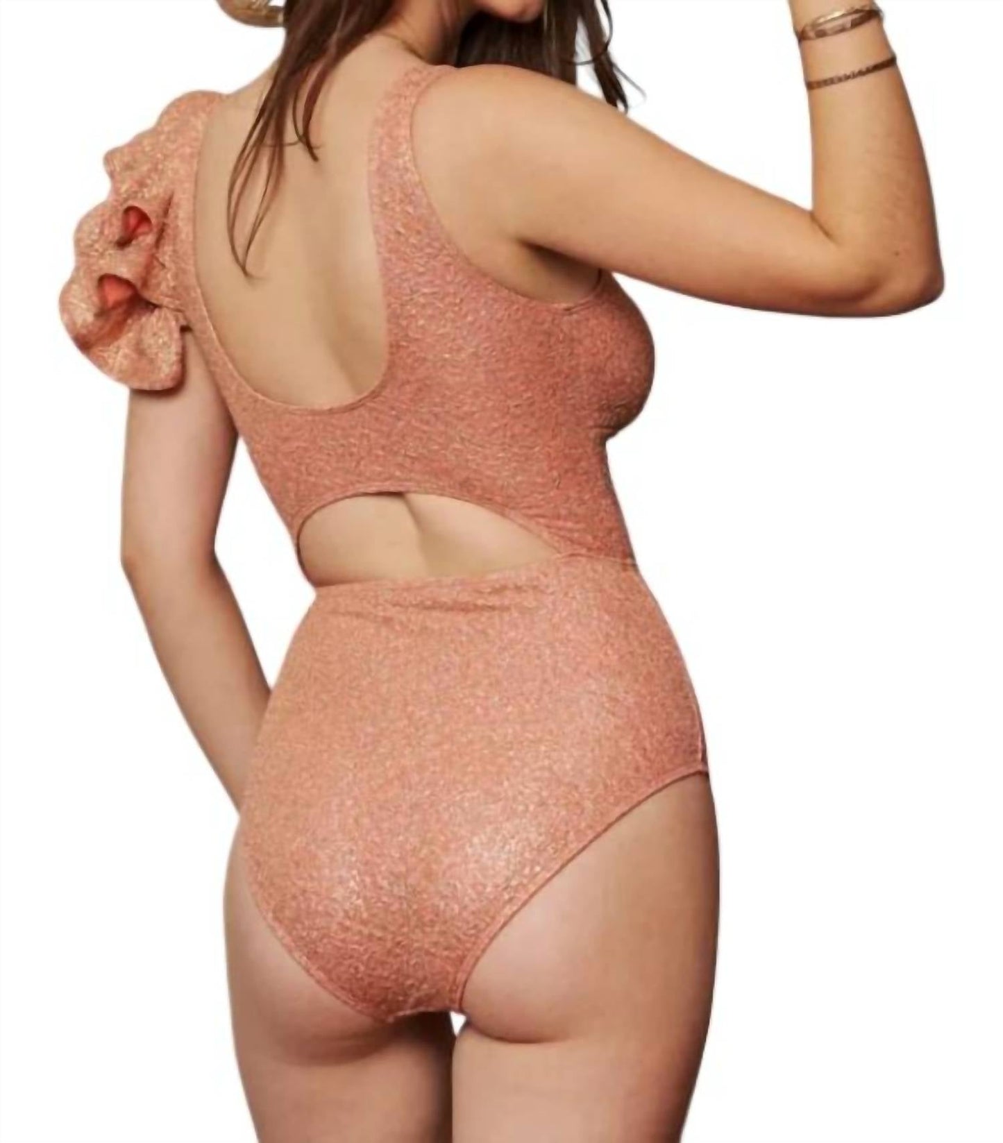Davi & Dani - Glitter Cut Off Ruffled Swimsuit