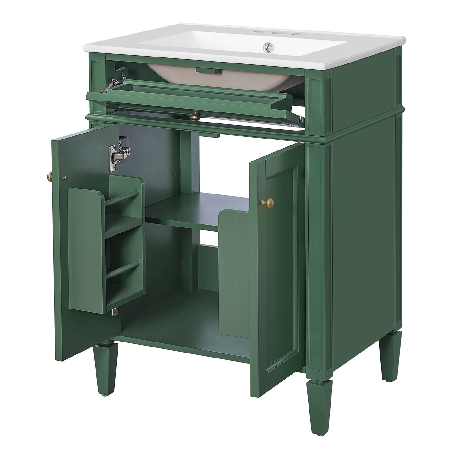 Bathroom Vanity With 2 Doors And Tip Out Drawer, Soft Closing Hinges