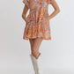 Entro - Ruffle Sleeves And Pockets Floral Mini Dress