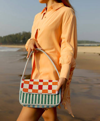 America & Beyond - Women's Sunset Check Shoulder Bag