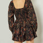 Entro - Square Neck Long Sleeve Tiered Romper