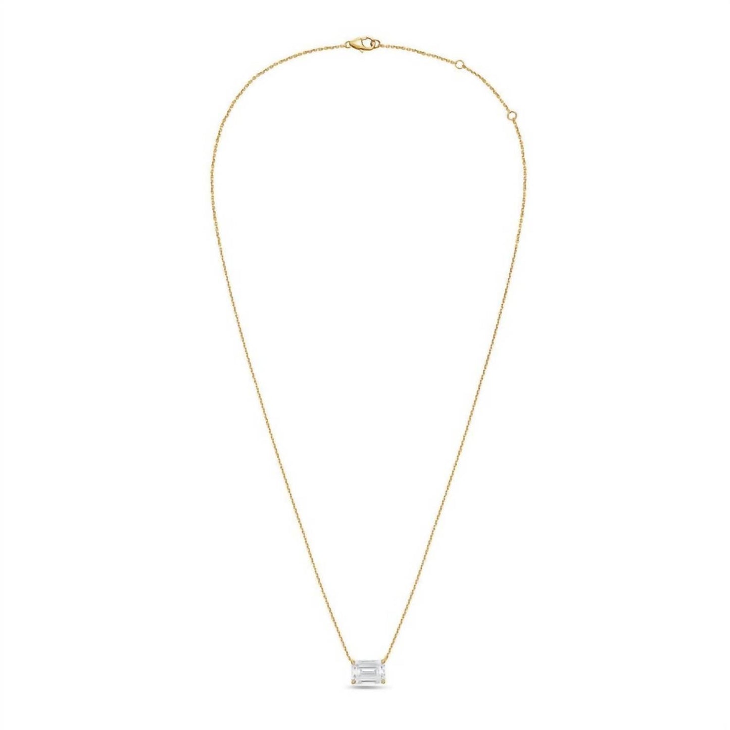 Diana M Jewels - Women's Lab Grown East West Diamond Solitaire Pendant Necklace