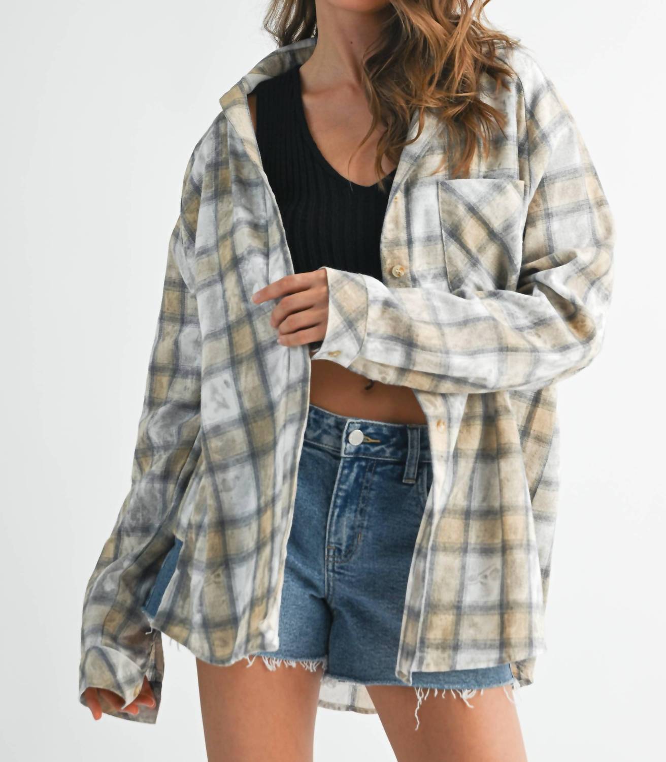 Aemi + Co - Laura Plaid Washed Flannel Button Up Shirt