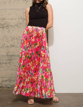 Blue B - Floral Pleated Maxi Skirt