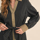 &Merci - Striped Button Down Belted Mini Dress