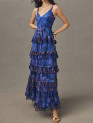 Hutch - Women's Freya V Neck Tiered Ruffle Gown