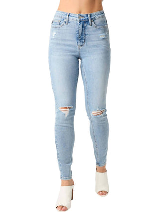 Judy Blue - Mid Rise Tummy Control Destroy Skinny Jeans