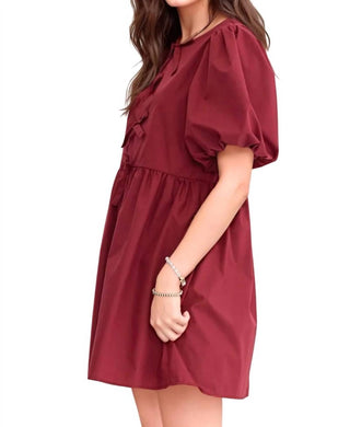 Entro - Dalila Puff Sleeves Bow Detail Mini Dress